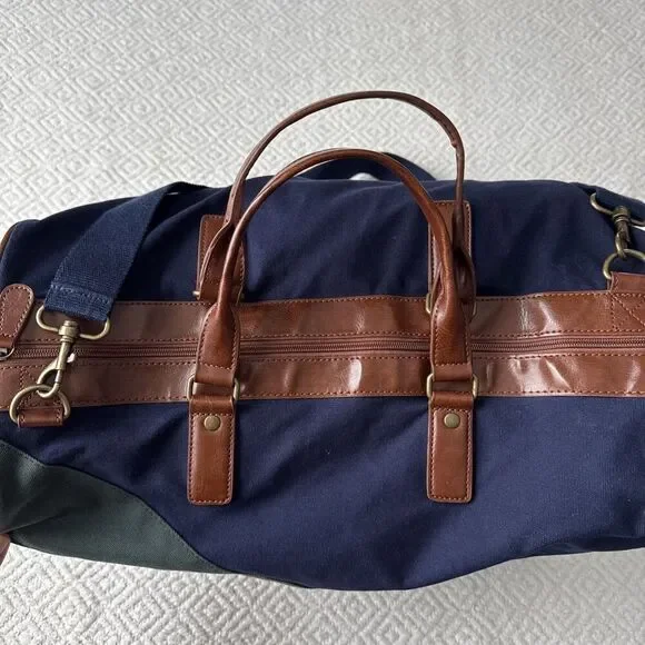 VTG Polo Ralph Lauren Duffle Bag Blue Green Canvas Overnight Carryon Travel Bag - Picture 3 of 10
